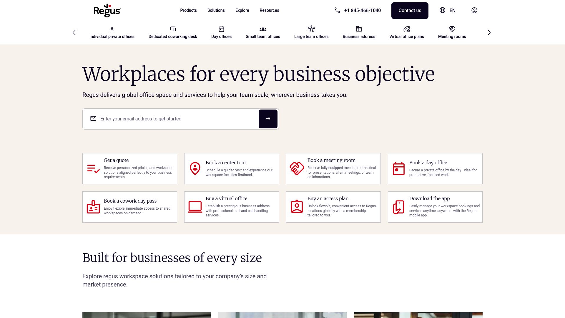Screenshot of www.regus.com