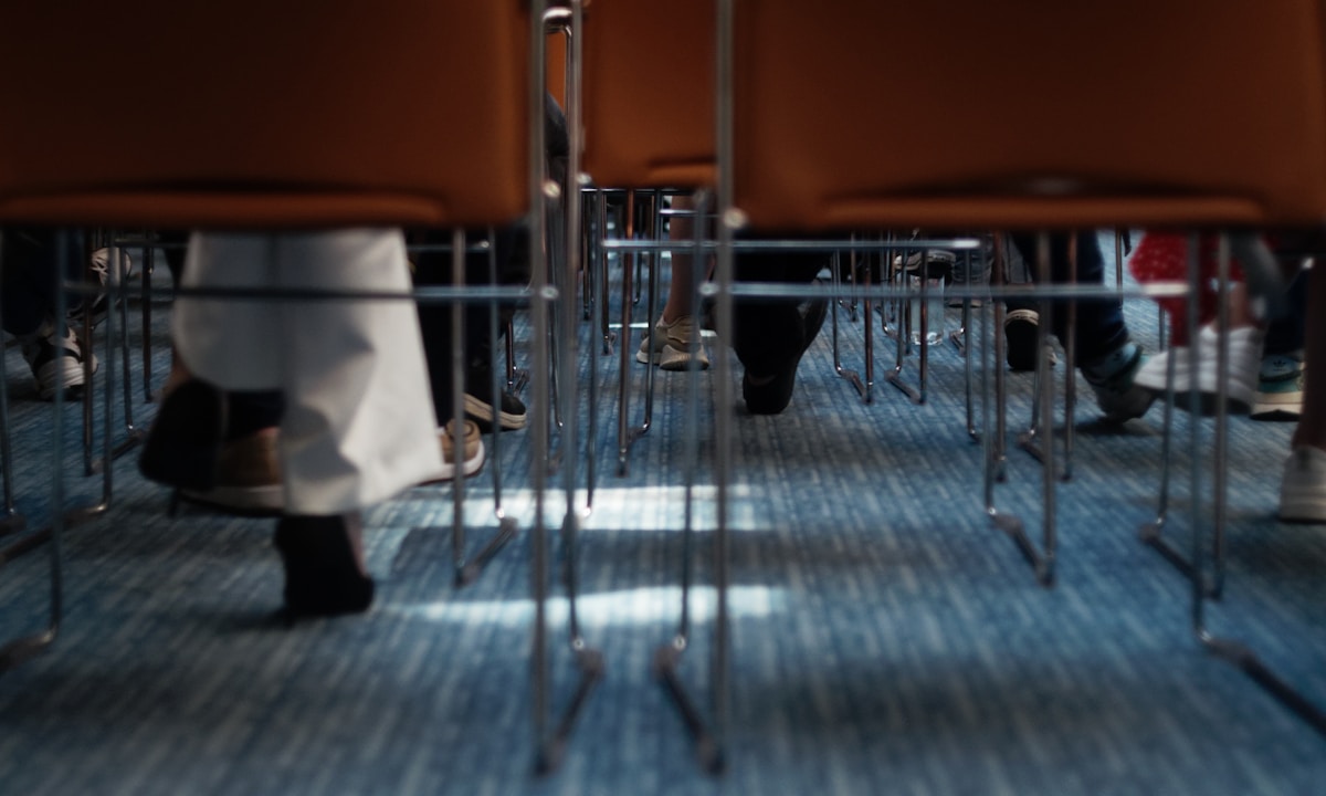 Rows of chairs in a conference room