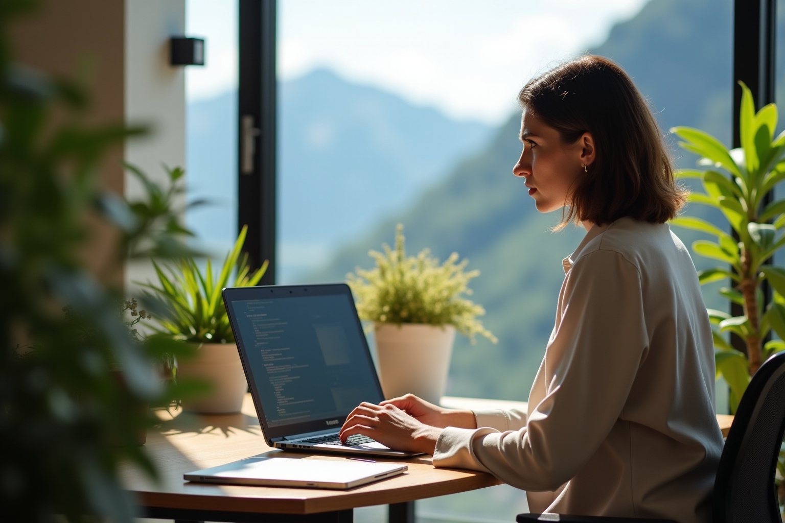 Espace de coworking à Lausanne, alternative au télétravail avec vue sur les montagnes