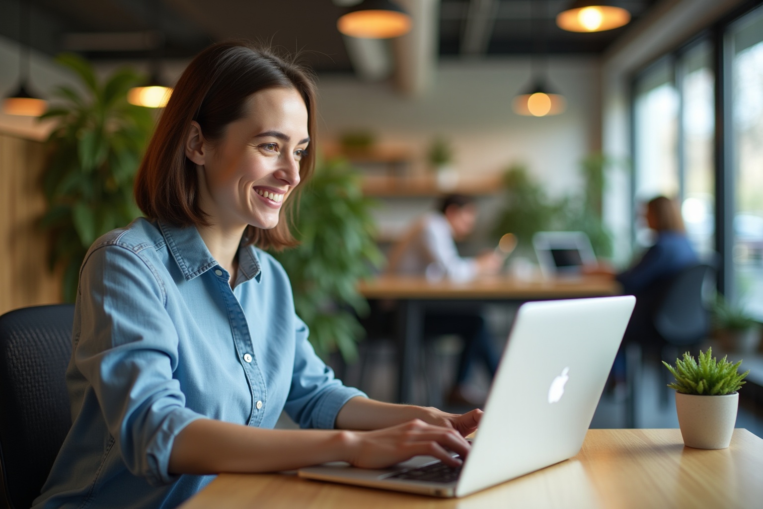 Réservation d'espace de coworking : une personne qui réservez un bureau sur son ordinateur portable dans un espace de travail