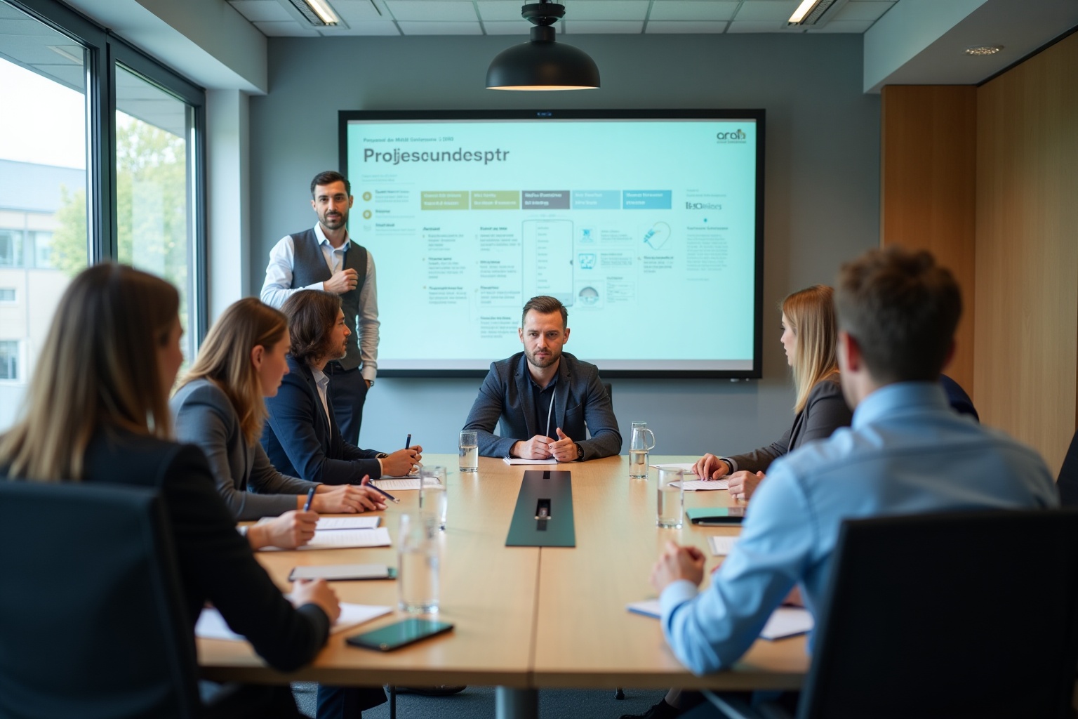 "Organisation événement professionnel Lausanne, réunion de planification, salle de conférence"