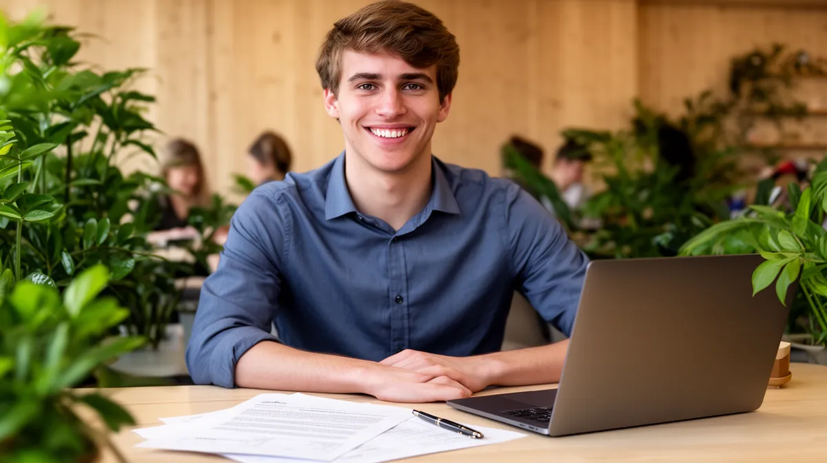 Domiciliation de société : un entrepreneur dans un espace de coworking moderne